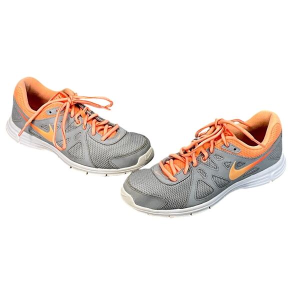 Nike Revolution 2 Gray Orange Athletic Running Sneaker Women 8 - Picture 4 of 10